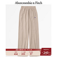 ABERCROMBIE & FITCH女装 美式复古时尚小麋鹿通勤百搭高腰阔腿运动卫裤 331783-1 棕色 S (165/72A)