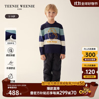 TEENIE WEENIE Kids小熊童装男童圆领套头条纹毛衣 薄荷色 140cm