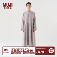 無印良品 MUJI 無印良品   IDEE 女式 棉麻 提花 连衣裙 GAC71C3A 多巴胺长裙裙子 浅灰色 均码(165/88A)