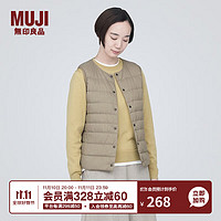 MUJI 無印良品 无印良品UJI 女式 轻量羽绒便携式背心 女士马甲马夹外搭冬季款 D0Y2A3A 浅米色 L(165/88A)