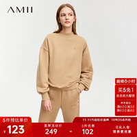 AMII2023冬极简保暖加绒卫衣棉落肩卫衣卫裤两件套套装 驼色12324073 170/92A/XL