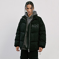 ROCAWEAR 仿麂皮插肩袖羽绒服毛巾绣logo宽松冬季潮牌小众外套男