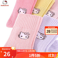 Hello Kitty凯蒂猫儿童袜子冬棉袜加厚毛圈暖女童公主中筒幼儿宝宝短袜 毛圈袜5双装19135 22-24cm/适合10岁以上