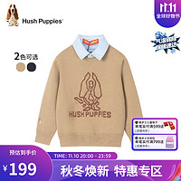 暇步士（Hush Puppies）童装男童线衣2023冬装儿童线衣套头 燕麦卡其 130cm