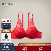 Calvin Klein【龙年黑标系列】CK内衣女士新年蕾丝深V薄垫文胸QF7529AD XAT-夕阳红 34B