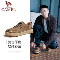 骆驼（CAMEL）秋季柔软磨砂牛皮软弹止滑耐磨厚底滑板 G13A075114 卡其 38