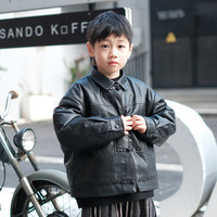 GXG童装春儿童夹克男童时尚盘口内里夹棉加厚PU皮外套