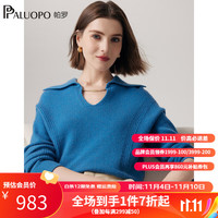 帕罗（PALUOPO）羊绒衫翻领100%纯山羊绒女士秋冬加厚简约心机设计毛衣 23026 浅咖加花 105/L
