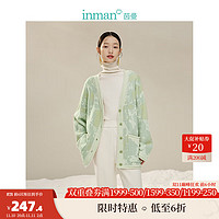 茵曼（INMAN）羊毛马海毛毛织外套女装V领长袖针织衫 水绿色 XL