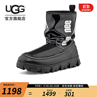 UGG男女同款舒适厚底短靴防泼水时尚布瑞拉靴 1144059 BLK | 黑色 40