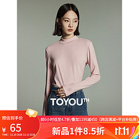 TOYOUTH 初语 德绒保暖内搭T恤女长袖半高领修身打底衫 浅粉红 L