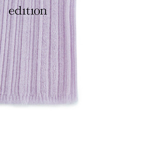 edition毛衣女2023冬羊毛羊绒不规则坑条修身打底衫轻薄上衣 浅紫色 XS/155