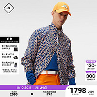 金林德伯格（J.Lindeberg）商场同款秋季GOLF轻盈透气满印LOGO立领外套男523421006 KDL庄园蓝色菱形印花 180/100A/L