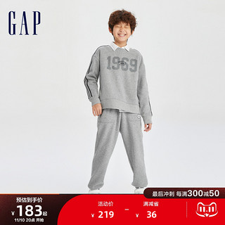 Gap 盖璞 男童冬季2023新款LOGO天鹅绒束脚裤785347儿童装宽松运动裤