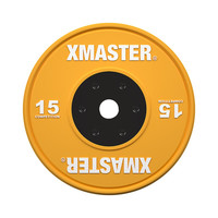 XMASTER 法兰盘举重训练竞技杠铃片IWF标准片竞赛片橡胶片无味耐摔 15KG一对