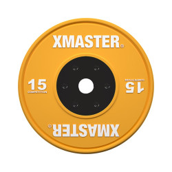 XMASTER 法兰盘举重训练竞技杠铃片IWF标准片竞赛片橡胶片无味耐摔 15KG一对
