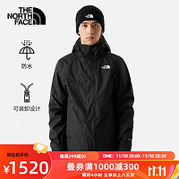 北面（The North Face）三合一冲锋衣男款棉内胆户外运动防水保暖外套|88RM JK3/黑色 L/175