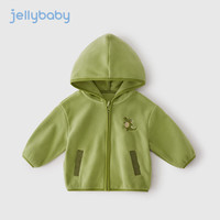 JELLYBABY 女童春秋款开衫宝宝秋冬连帽可爱衣服秋装摇粒绒外套男童 绿色 110cm