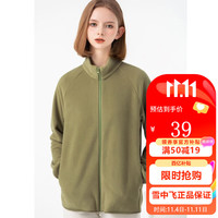 雪中飞 SNOWFLYING秋冬款摇粒绒开衫上衣短款简约百搭抓绒衣立领男女休闲外套 002F橄榄绿（女） L