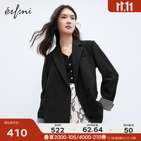 伊芙丽（eifini）伊芙丽经典黑色休闲设计感撞色西装女装通勤职场外套女 黑色西装 160/84A/M