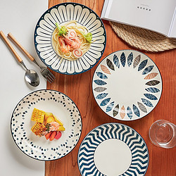 墨色 日式陶瓷盘子菜盘家用2023餐盘ins风餐具高级感碟子深盘8寸 1个