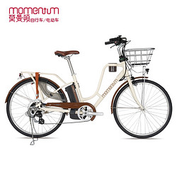 momentum 莫曼顿 Latte E+拿铁时尚休闲铝合金新国标电动助力自行车 樱白 26X17 适合身高155-175cm