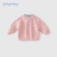 JELLYBABY 女童秋装2023儿童高领衣服秋冬加绒小童秋季上衣一岁宝宝卫衣 粉色 110cm