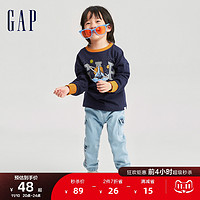 Gap 盖璞 男幼童秋季2023LOGO纯棉长袖T恤753648洋气儿童装运动上衣