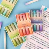 高颜值荧光色笔荧光标记笔用大容量重点标记手账笔记号笔彩色划重点手帐笔荧光笔轮廓花型双头双色