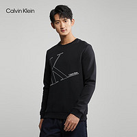 Calvin Klein Jeans 卡尔文·克莱恩牛仔 春秋男士休闲简约线形字母印花加绒圆领卫衣40KC424 BAE-黑色 S