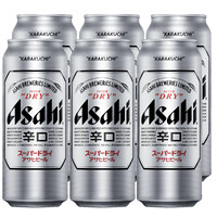 Asahi 朝日砧板 朝日（Asahi）超爽生啤酒 辛口黄啤 日式啤酒 朝日啤酒500ml*6罐