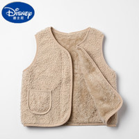 迪士尼(Disney)冬男童加绒宝宝坎肩儿童外穿羊羔绒背心女童保暖棉马甲 米白色 130cm