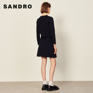 SANDRO Outlet春秋女装法式优雅高腰花边装饰A字半身裙SFPJU00599