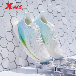 xtep特步男鞋2022年春季新款跑步鞋时尚撞色轻便运动帆白清透蓝42