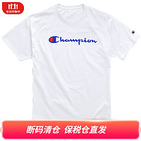 CHAMPION 冠军 经典T恤 男女款情侣短袖  偏大码 WHITE 白色（保税仓发货） S(建议48-60kg)