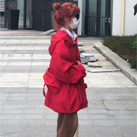 美式三合一红色冲锋衣女冬季款风衣棉服潮牌小个子外套