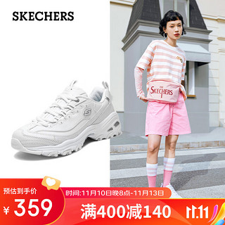 SKECHERS 斯凯奇 D'LITES系列时尚绑带厚底增高11931 白色/银色 36