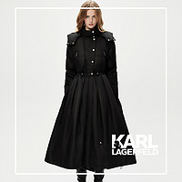 KARL LAGERFELD 老佛爷连帽束腰褶裥细节羽绒服2023冬季新品