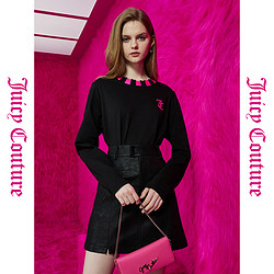 Juicy Couture 橘滋 梦幻摩天轮logo植绒印花毛织领女式针织衫