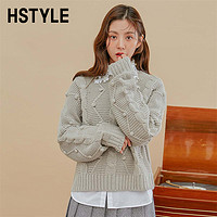 HSTYLE 韩都衣舍 上衣女秋冬年宽松时尚打底长袖套头毛衣针织衫