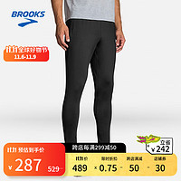 BROOKS 布鲁克斯 男 跑步透气舒适薄款运动裤 长裤环保收纳 黑色 M/175/80A男