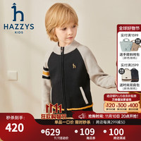 哈吉斯(HAZZYS)品牌童装男童线衣秋舒适弹力半高领简约防风开身线衣 钻石黑 165