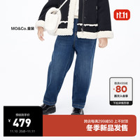 little MO&Co.加绒 little moco童装23冬装男女童松紧腰保暖直筒牛仔长裤 牛仔蓝色 140/58