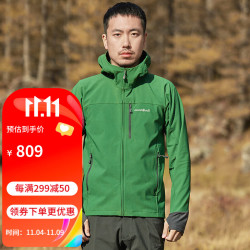 mont·bell 软壳衣男款户外秋冬防风保暖防泼水徒步登山连帽外套 1106727 DGN深绿色 S