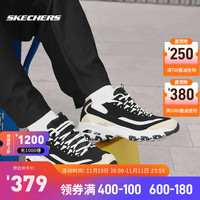 斯凯奇(Skechers)秋季运动鞋熊猫鞋加绒保暖男款老爹鞋 男鞋-黑色/金色/BKGD 41