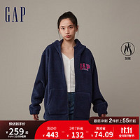 Gap男女装冬季2023LOGO仿羊羔绒宽松廓形卫衣841337连帽衫 海军蓝亚洲尺码 170/92A(M)亚洲尺码