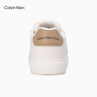 Calvin Klein Jeans24春季男士字母压印撞色拼接休闲运动板鞋ZM02669 0LA-牛乳白/蛋壳黄 41
