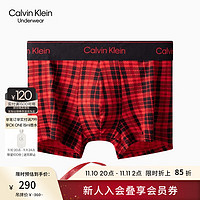 Calvin Klein内衣【摩登引力带】男士新年红格纹棉质防夹臀内裤NB3751 KHG-红格 XL