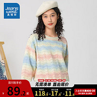 JEANSWEST 真维斯 女士时尚舒适9针混纺圆领长袖毛衣线衫JW 粉红色8348 165/88A/L