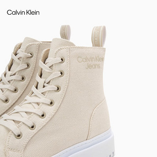 Calvin Klein  Jeans男士经典时尚胶质字母系带舒适潮流靴子休闲鞋YM00359 ACF-米色 40